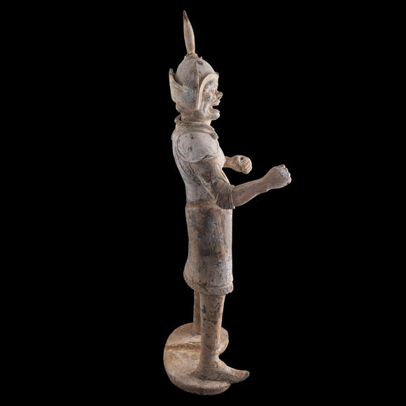 Oakridge Auction Gallery西元618-907年盛唐 灰胎武士俑一對(duì)  A pair of Chinese gray pottery warrior figures