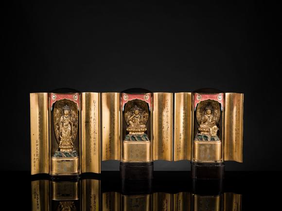 Galerie ZackeYAMAMOTO MOSUKE: A HIGHLY IMPORTANT COMPLETE SET OF 33 ‘THE SAIGOKU KANNON PILGRIMAGE ‘GOLD LACQUER ZUSHI (PORTABLE BUDDHIST SHRINES), DATED 1854