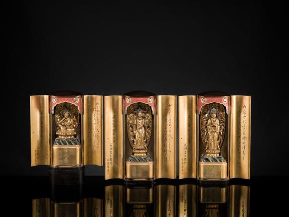 Galerie ZackeYAMAMOTO MOSUKE: A HIGHLY IMPORTANT COMPLETE SET OF 33 ‘THE SAIGOKU KANNON PILGRIMAGE ‘GOLD LACQUER ZUSHI (PORTABLE BUDDHIST SHRINES), DATED 1854