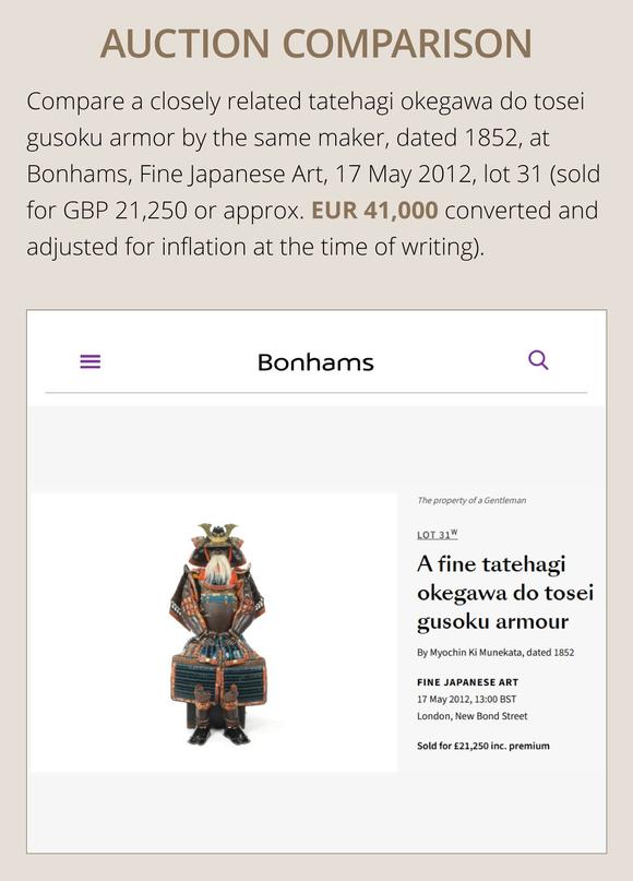 Galerie ZackeMYOCHIN: AN OKEGAWA NIMAI-DO GUSOKU (TWO-PIECE CUIRASS ARMOR) AND SUJIBACHI KABUTO, WITH NKBKHK TOKUBETSU KICHO (ESPECIALLY IMPORTANT) SHIRYO CERTIFICATE