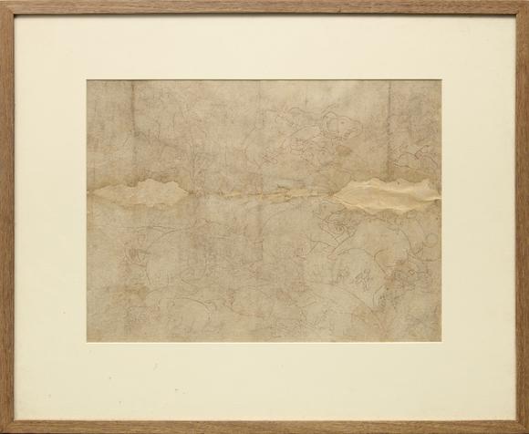 RoseberysA large preparatory drawing of rounding up a wild elephants,
Possibly Kotah, Rajasthan, North India, 19th century,

Ink on paper, mounted, framed a