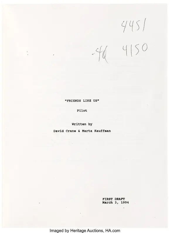 Heritage AuctionsFriends (NBC TV, 1994-2004), Pilot Script, 