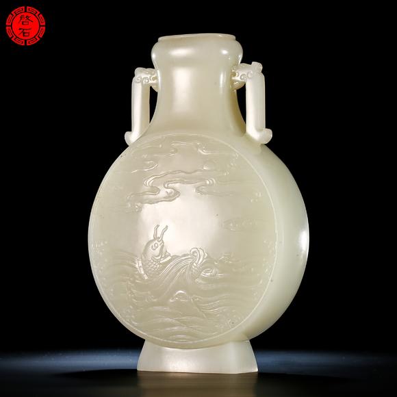 北京啟石清 仙鶴朝陽(yáng)抱月瓶