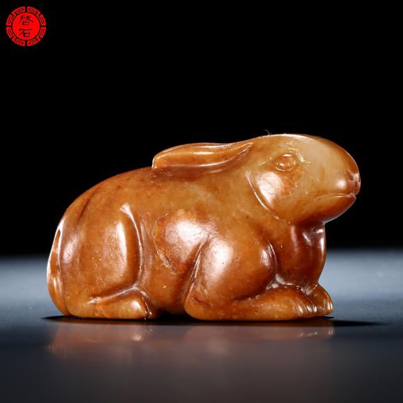 北京啟石明 圓雕玉兔一組