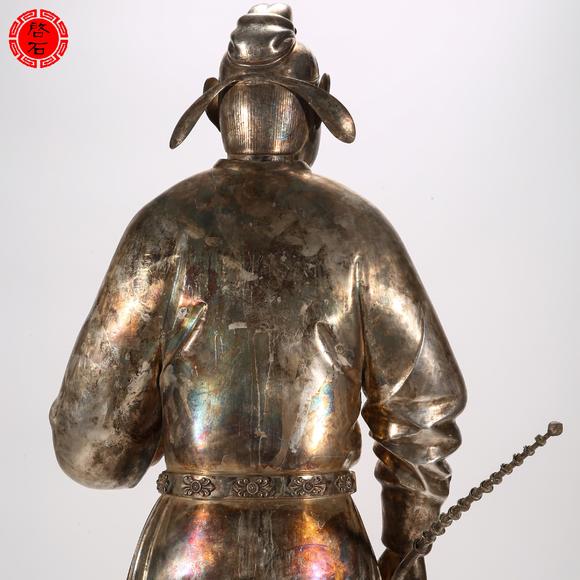北京啟石明 銀官員立像