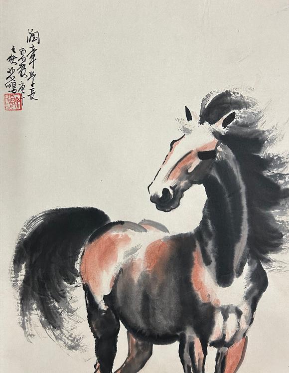 北京嘉翰立馬圖 附廖靜文鑒定證書及鑒定合影照片