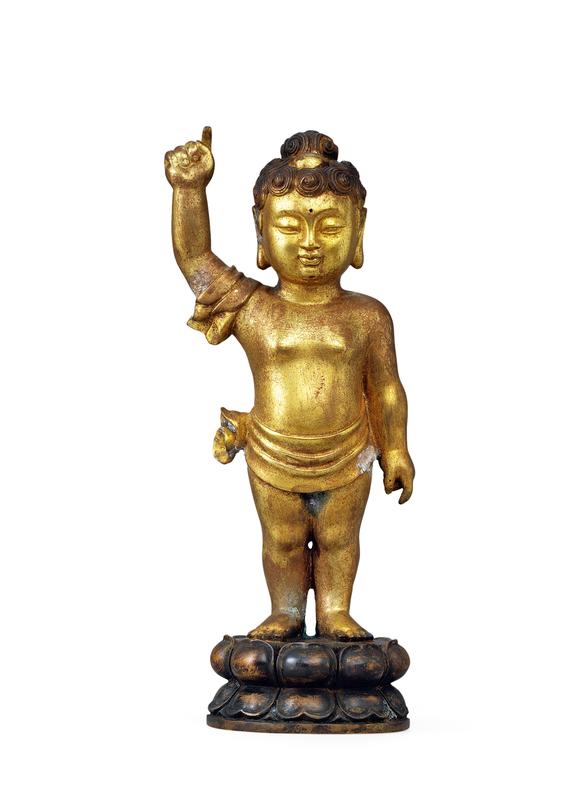 皇廷拍賣清中晚期 銅鎏金太子佛立像
