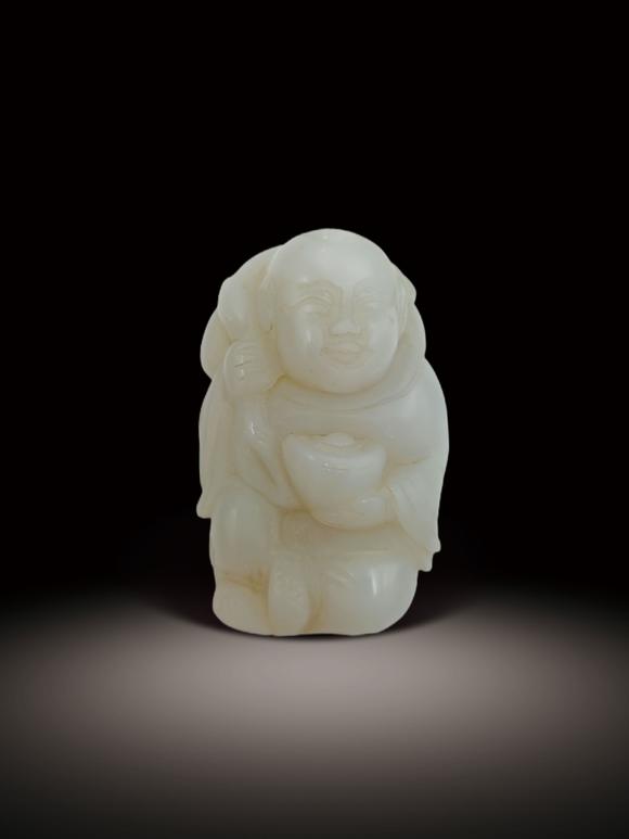 中信國際  白玉雕童子掛件