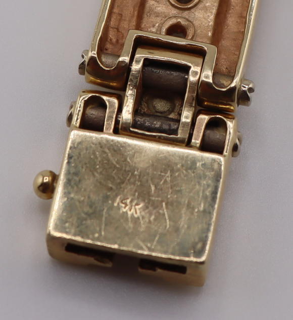 Clarke Auction GalleryJEWELRY. Men's 14kt Gold and Diamond Bracelet.