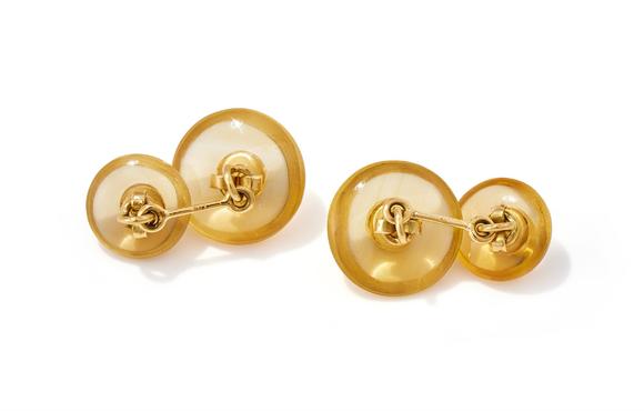 DreweattsA PAIR OF CITRINE AND SAPPHIRE CUFFLINKS