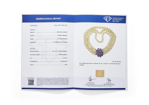 DreweattsA SAPPHIRE, COLOURED SAPPHIRE, DIAMOND AND CULTURED PEARL NECKLACE