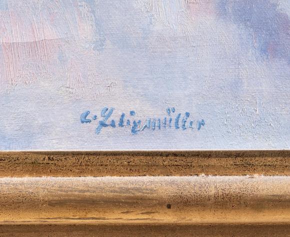 Hargesheimer Kunstauktionen DüsseldorfCONRAD FELIXMüLLER – 'BAHNHOF TAUTENHAIN, FR?ULEIN KRASSELT MIT POSTKARRE' (1958)