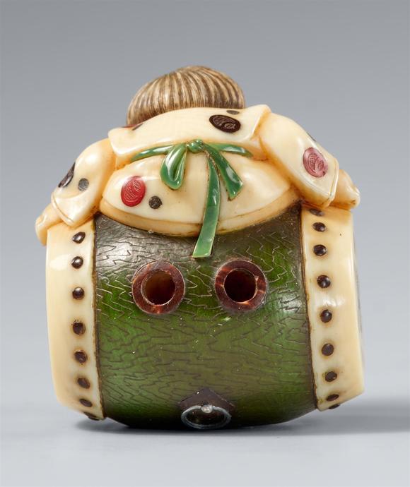Kunsthaus Lempertz KGA partly stained netsuke of a boy by Kodama Yoshiaki. Late 19th century