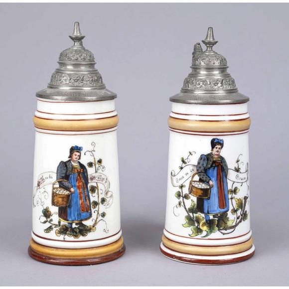 Historia AuktionshausPair of beer mugs with lithophane i