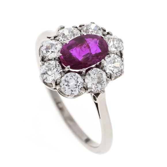 Historia AuktionshausRuby Old-Cut Diamond Ring WG 585/00