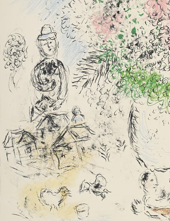 Piguet - H?tel des VentesMarc Chagall (1887-1985),  Les Lilas , 1980, lithographie en couleurs sur Velin d'Arches, signée et numérotée 31/50 au crayon, 92x59,5
