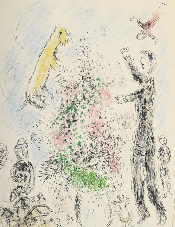 Piguet - H?tel des VentesMarc Chagall (1887-1985),  Les Lilas , 1980, lithographie en couleurs sur Velin d'Arches, signée et numérotée 31/50 au crayon, 92x59,5