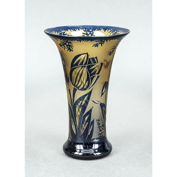 Historia AuktionshausArt Déco Vase, um 1920, Trompetenfo