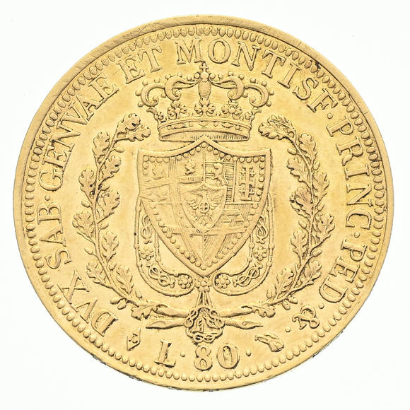 Piguet - H?tel des VentesRoyaume de Piémont-Sardaigne, Charles Félix (1821-1831), 80 lire 1825 en or