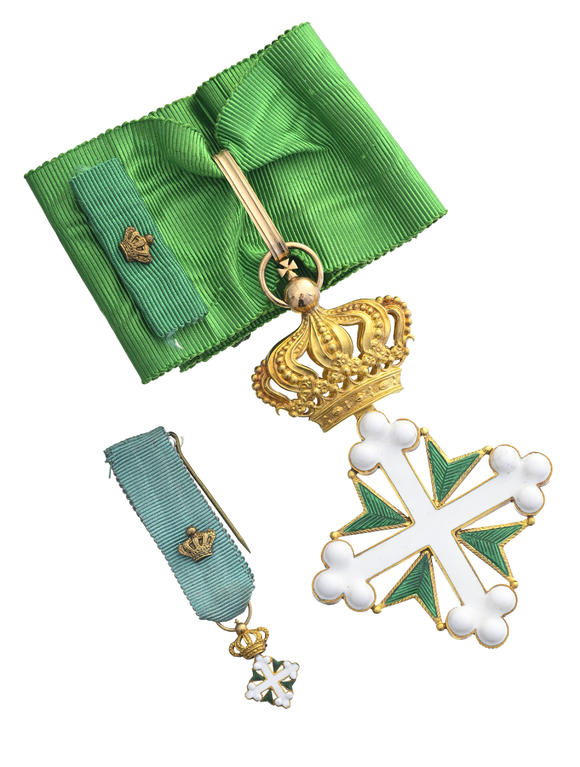 Piguet - H?tel des VentesItalie / Royaume d'Italie, Ordre des Saints Maurice et Lazare, fondé en 1572, croix de Commandeur et réduction, en or et émail