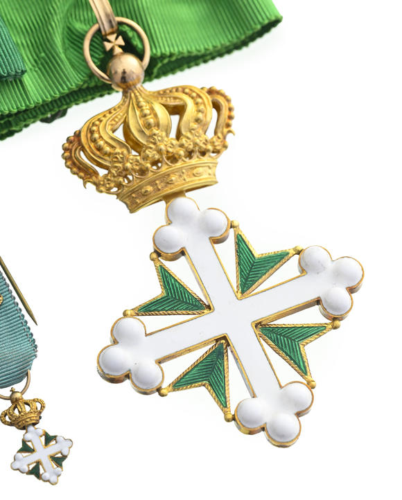Piguet - H?tel des VentesItalie / Royaume d'Italie, Ordre des Saints Maurice et Lazare, fondé en 1572, croix de Commandeur et réduction, en or et émail