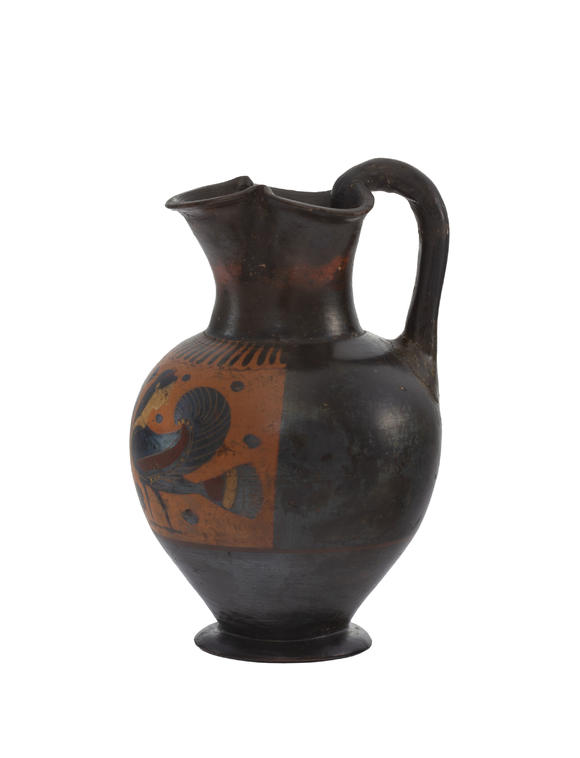 Piguet - H?tel des Ventes?nochoé en terre cuite à figure noire, ~550 av. J.-C., Attique, h. 21 cm