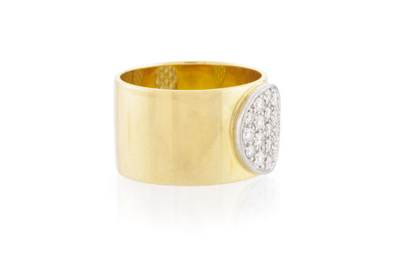 Piguet - H?tel des VentesDinh Van, bague or 750 surmontée d'un disque en platine serti de diamants taille brillant