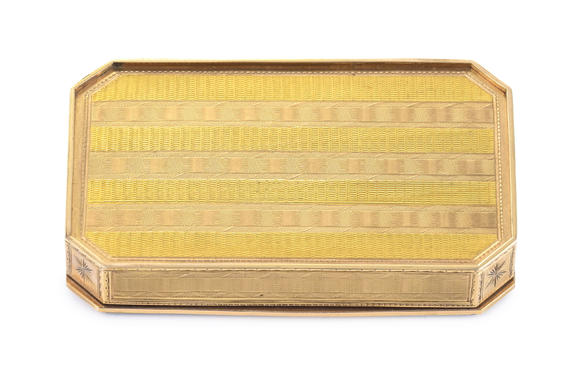 Piguet - H?tel des VentesTabatière en or et émail, Russie, Saint Pétersbourg fin XIXe s., le dessus centré d'une miniature en émail plein d'Ariadne et DionysusGold and enamel snuff box, Saint Petersburg, late 19th century,