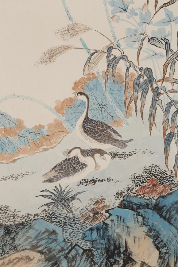 千美會溥儒紙本花鳥圖畫