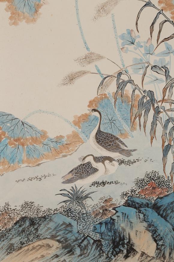 千美會溥儒紙本花鳥圖畫