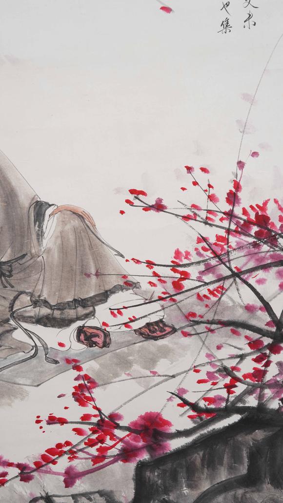 千美會傅抱石紙本杜甫像圖畫