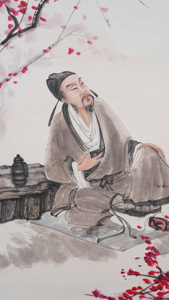千美會傅抱石紙本杜甫像圖畫