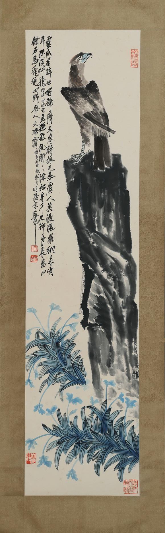 日本松町古美齊白石 松鷹圖