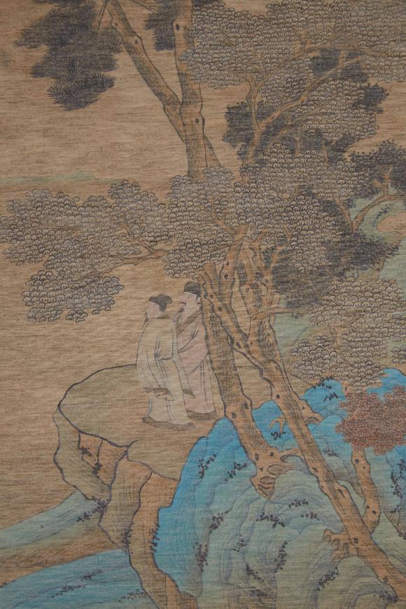 千美會(huì)仇英絹本松下高仕圖畫(huà)