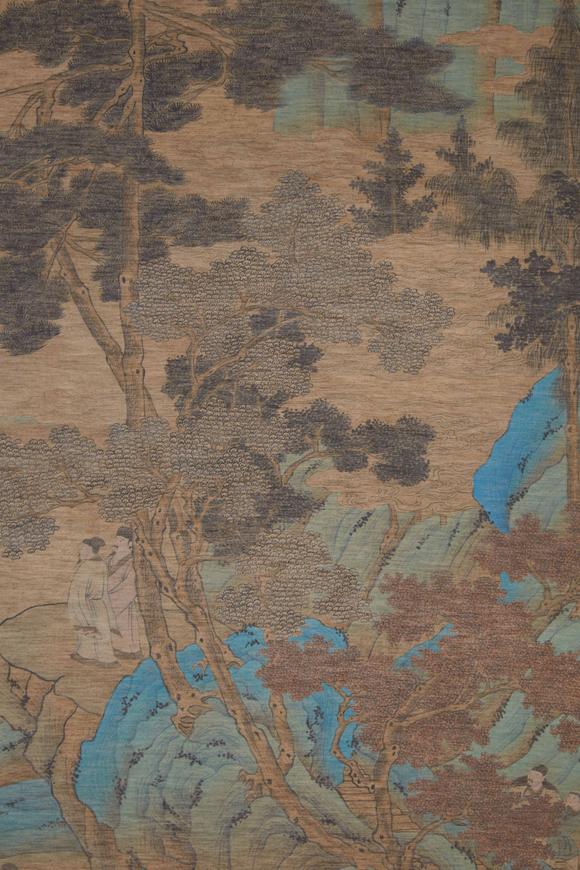千美會(huì)仇英絹本松下高仕圖畫(huà)