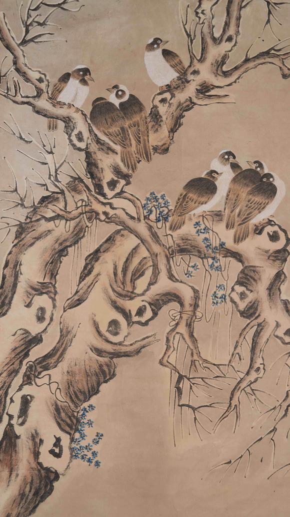千美會金城紙本花鳥圖畫