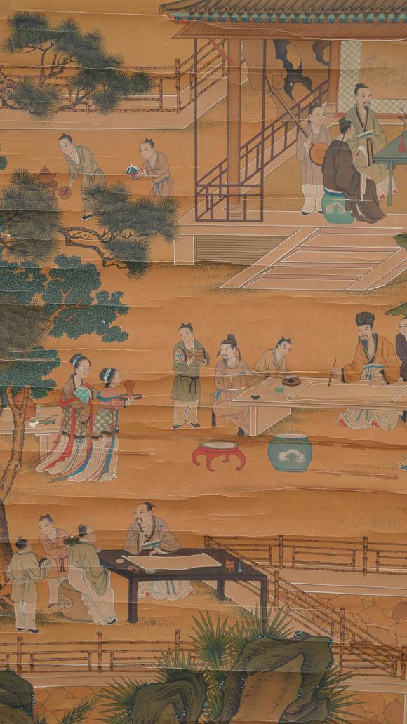 千美會(huì)仇英絹本西園雅集圖畫(huà)