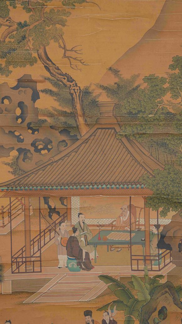 千美會(huì)仇英絹本西園雅集圖畫(huà)