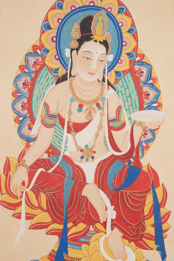 千美會(huì)張大千紙本觀音圖畫