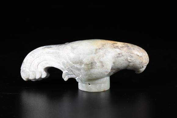 千美會(huì)和田玉雕鳥形杖首
