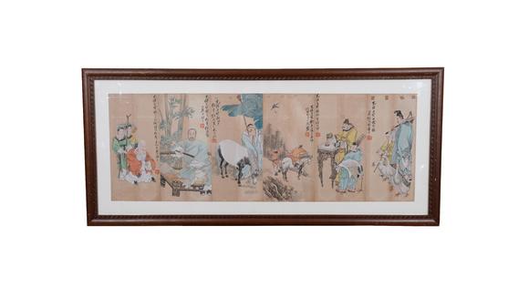 千美會(huì)任伯年紙本人物圖畫(huà)畫(huà)框