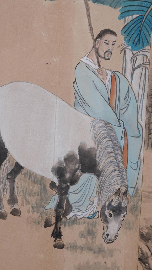 千美會(huì)任伯年紙本人物圖畫(huà)畫(huà)框