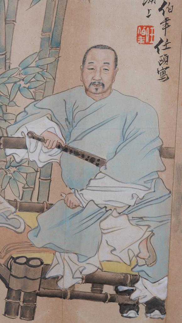 千美會任伯年紙本人物圖畫畫框