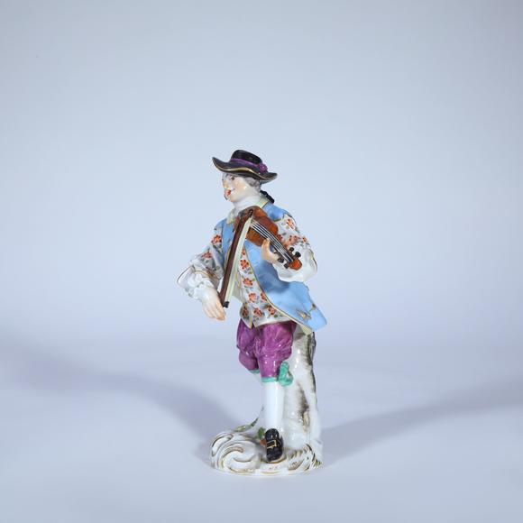 KARSON AUCTIONLate 19th Century Pair of Meissen Rococo Porcelain Figurines of Court Musicians