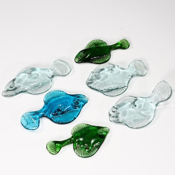 Karl s Collections IncGroup Of Fish of 5 Wind Chime Colorful Recycled Blown Glass Art 