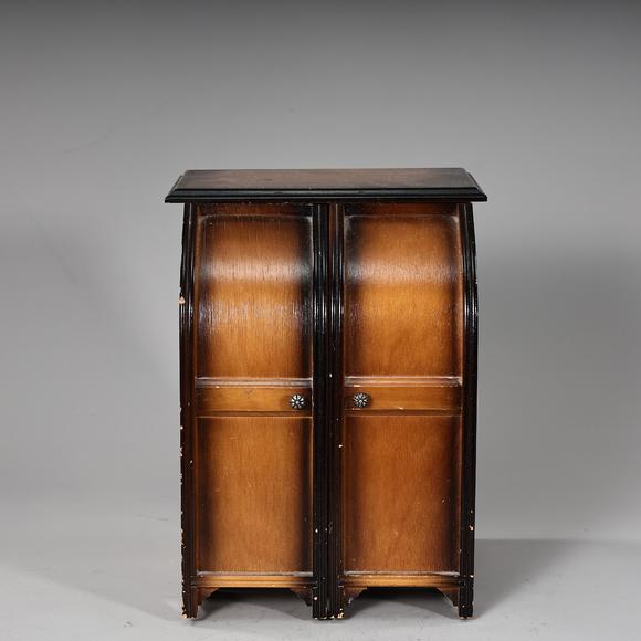 Karl s Collections Inc1970s Maple 3 Tier Dual Cabinets Yellow Velvet lined Vanity Jewelry Box 