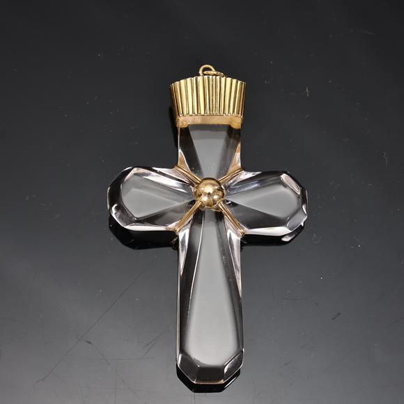 Karl s Collections IncHanding Crystal Gilt Cross Ornament Pendant