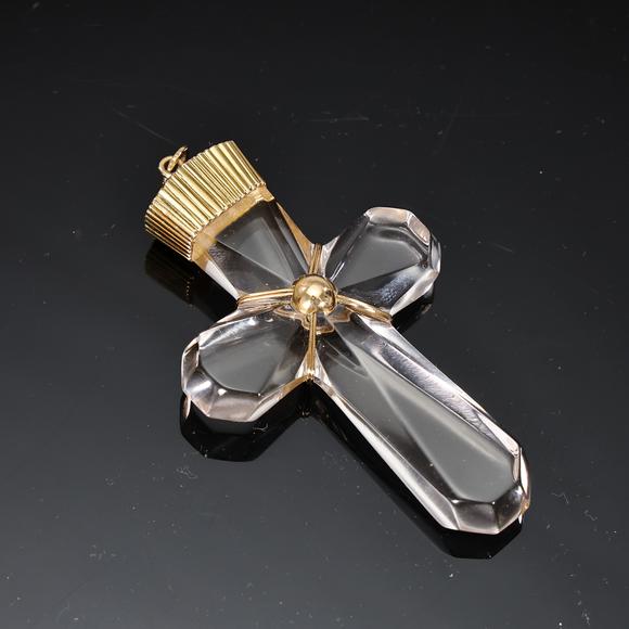 Karl s Collections IncHanding Crystal Gilt Cross Ornament Pendant