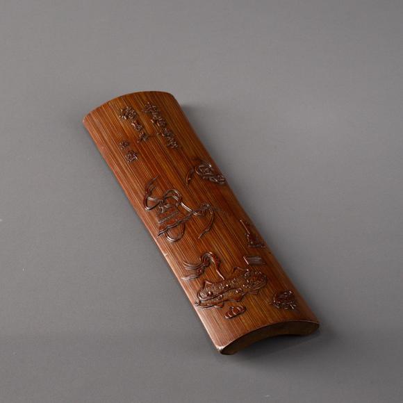 大阪美術(shù)商會(huì)清乾隆 竹雕清供圖茶則
