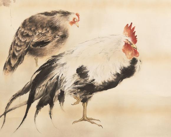 大阪美術(shù)商會(huì)泊頭師範(fàn)舊藏 高劍父 雙吉圖